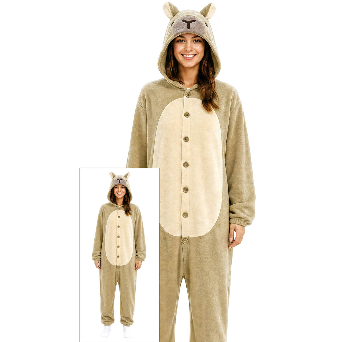 Op deze afbeelding zie je een Kostuums, van het merk Guirca. Capibara Onesie Man Kostuum