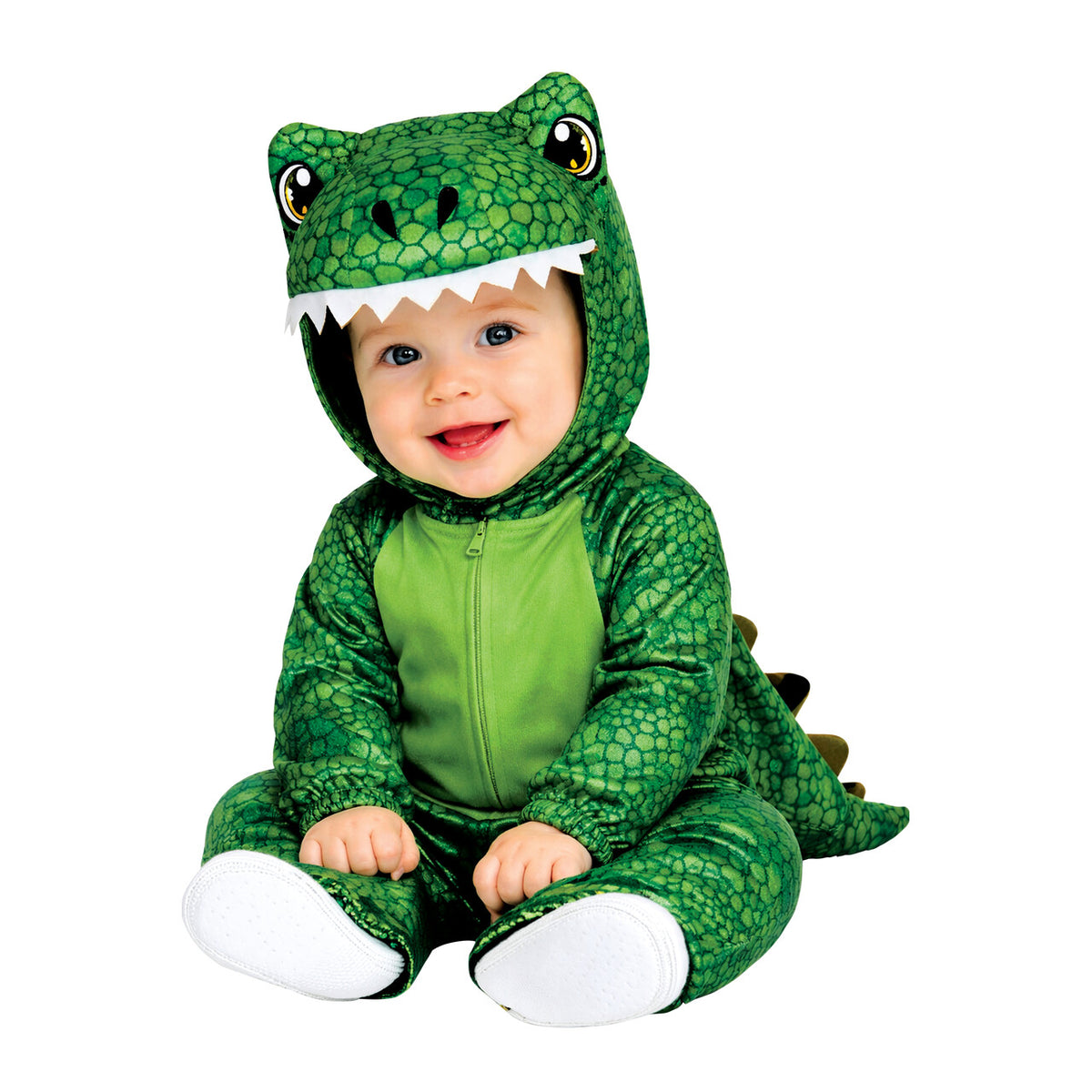Op deze afbeelding zie je een Kostuums, van het merk Guirca. Kleine Groene Dino Onesie Kind Kostuum