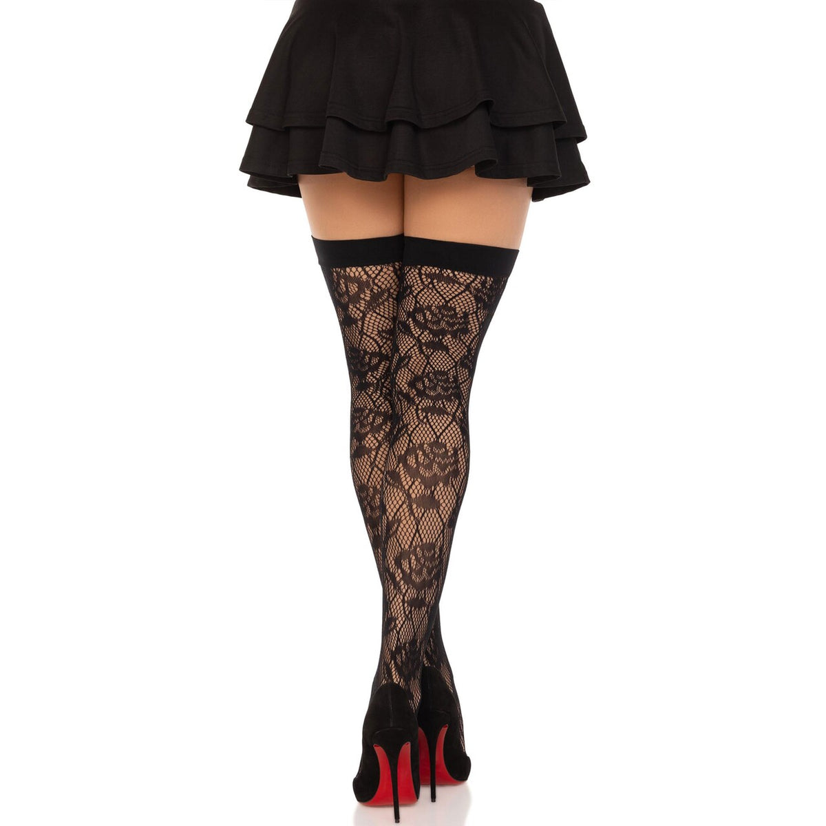 Op deze afbeelding zie je een Accessoires, van het merk Leg Avenue. Black Roses Kousen