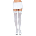 Witte Nylon Kniekousen Met Witte Strik