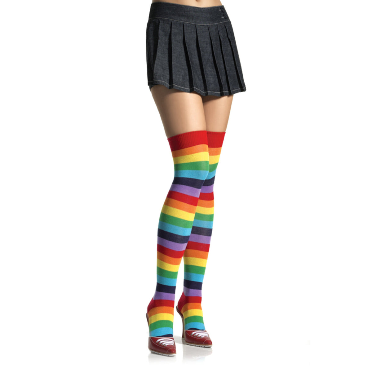 Op deze afbeelding zie je een Accessoires, van het merk Leg Avenue. Elastaan Acryl Regenboogkleurige Kousen