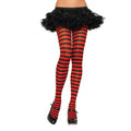 Collants Rayés Nylon Rouge-Noir (Grande Taille)