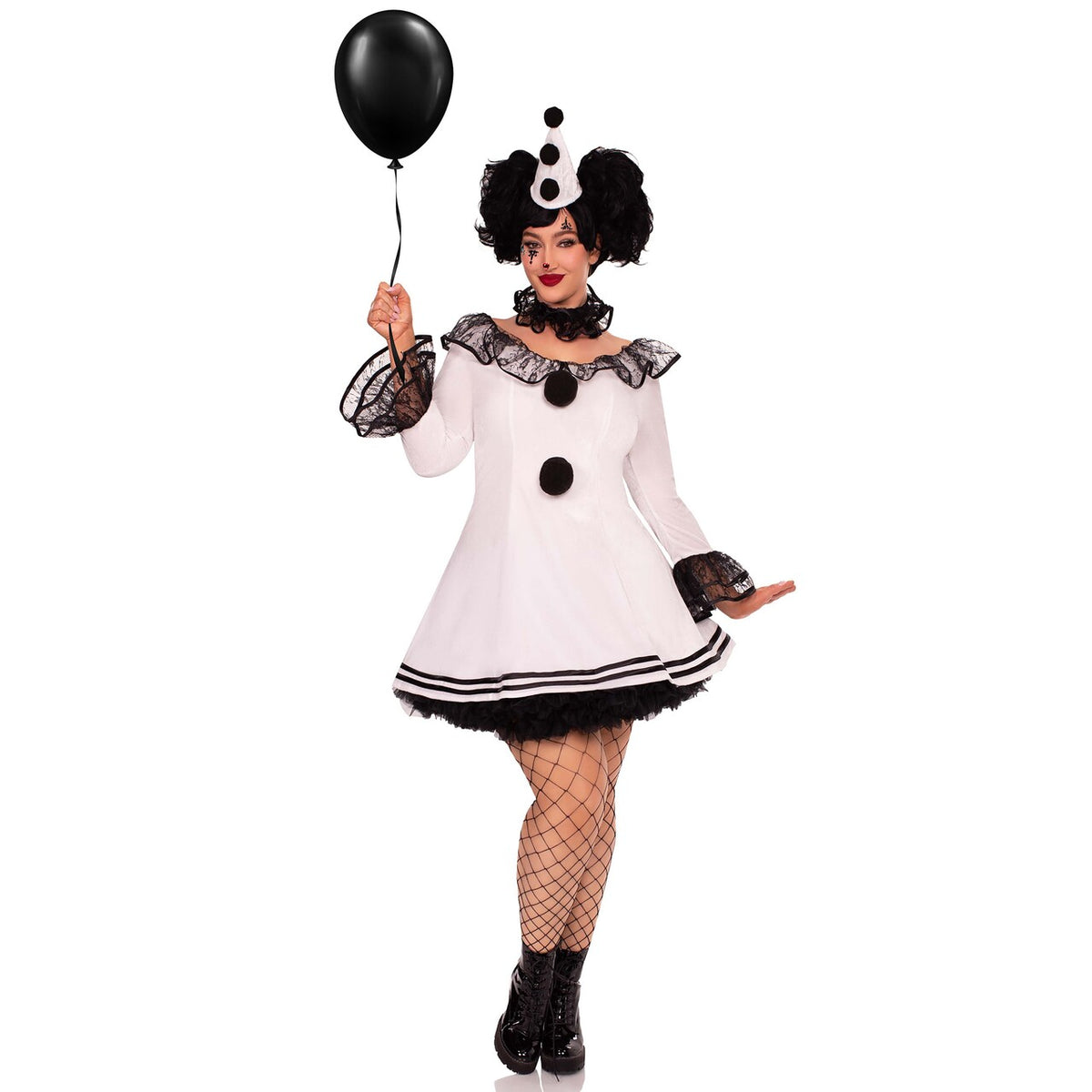 Op deze afbeelding zie je een Kostuums, van het merk Leg Avenue. Plus Size Dolly Pierrot Vrouw Kostuum