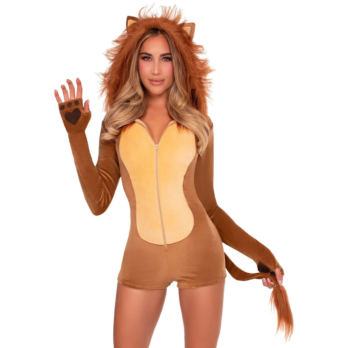 Op deze afbeelding zie je een Kostuums, van het merk Leg Avenue. Comfy Lion Ultra-Soft Velvet Romper Vrouw Kostuum