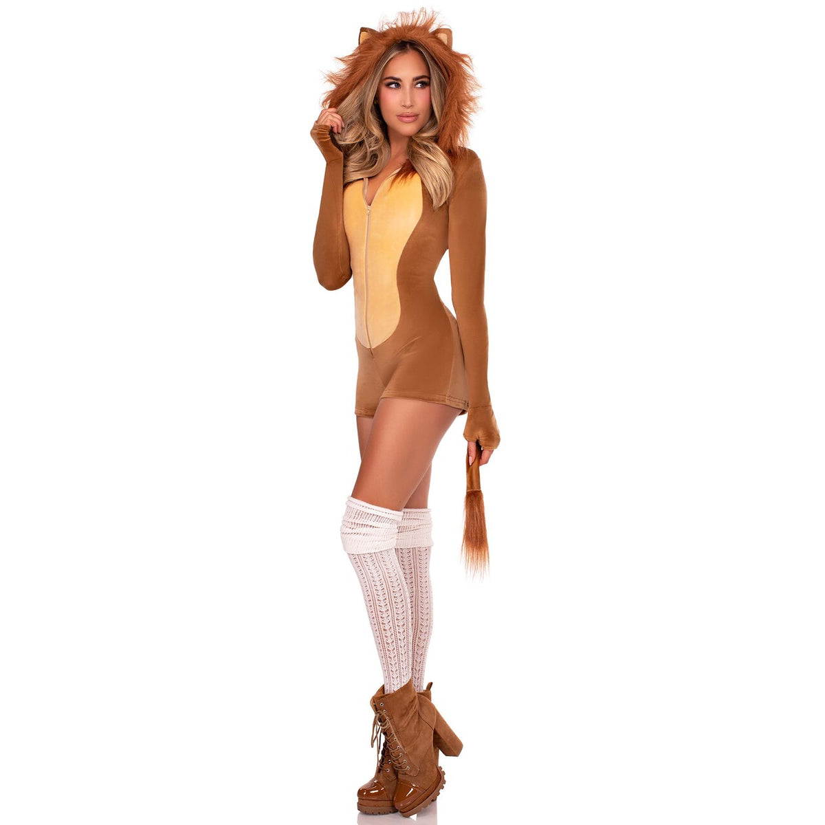Op deze afbeelding zie je een Kostuums, van het merk Leg Avenue. Comfy Lion Ultra-Soft Velvet Romper Vrouw Kostuum