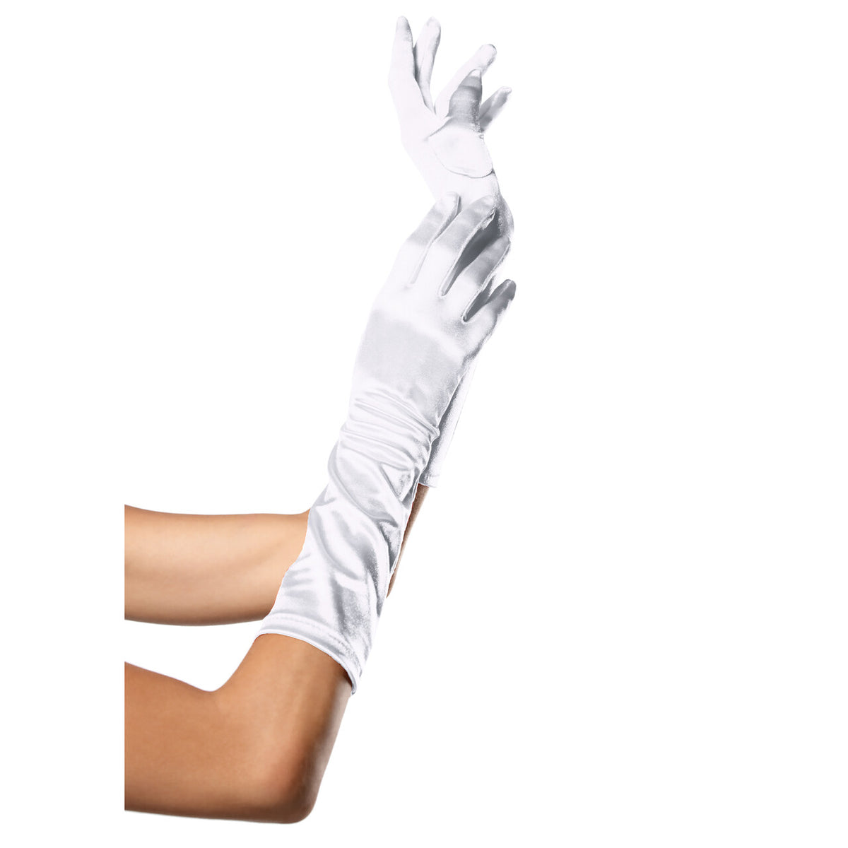 Op deze afbeelding zie je een Accessoires, van het merk Leg Avenue. Satijnen Handschoenen Tot Elleboog Wit
