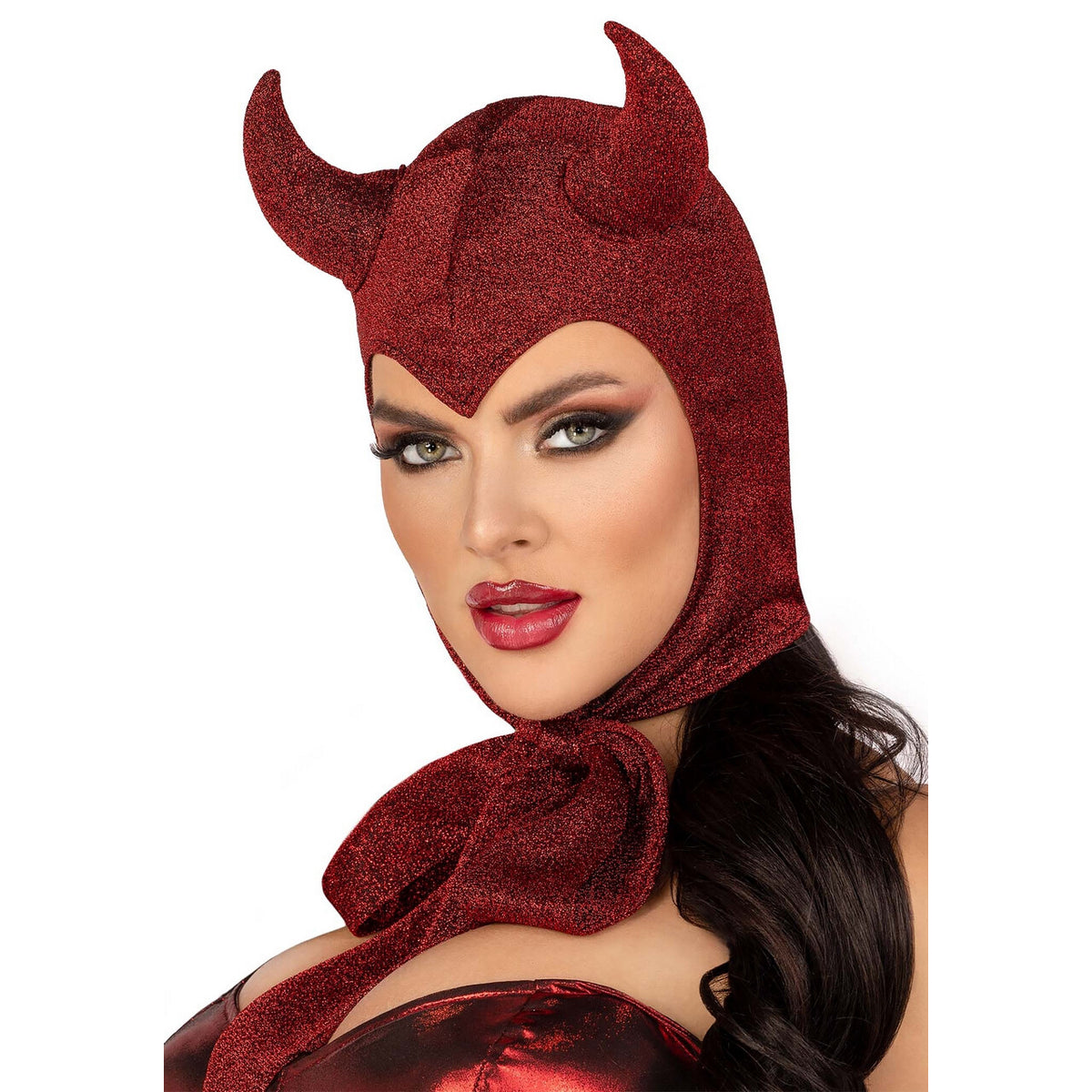 Op deze afbeelding zie je een Accessoires, van het merk Leg Avenue. Rode Luxe Duivel Kap Hellgirl