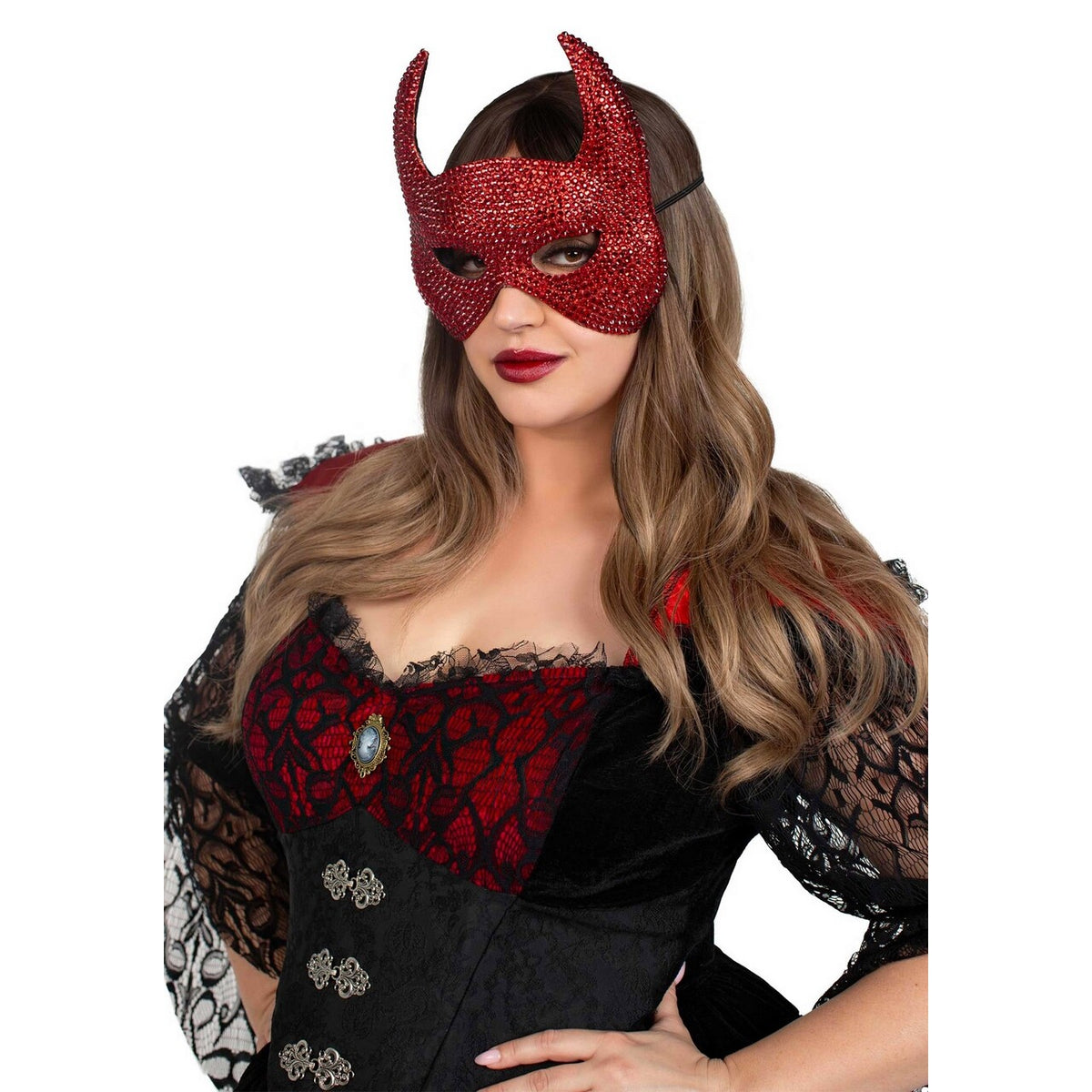 Op deze afbeelding zie je een Accessoires, van het merk Leg Avenue. Duivels Masker Met Steentjes