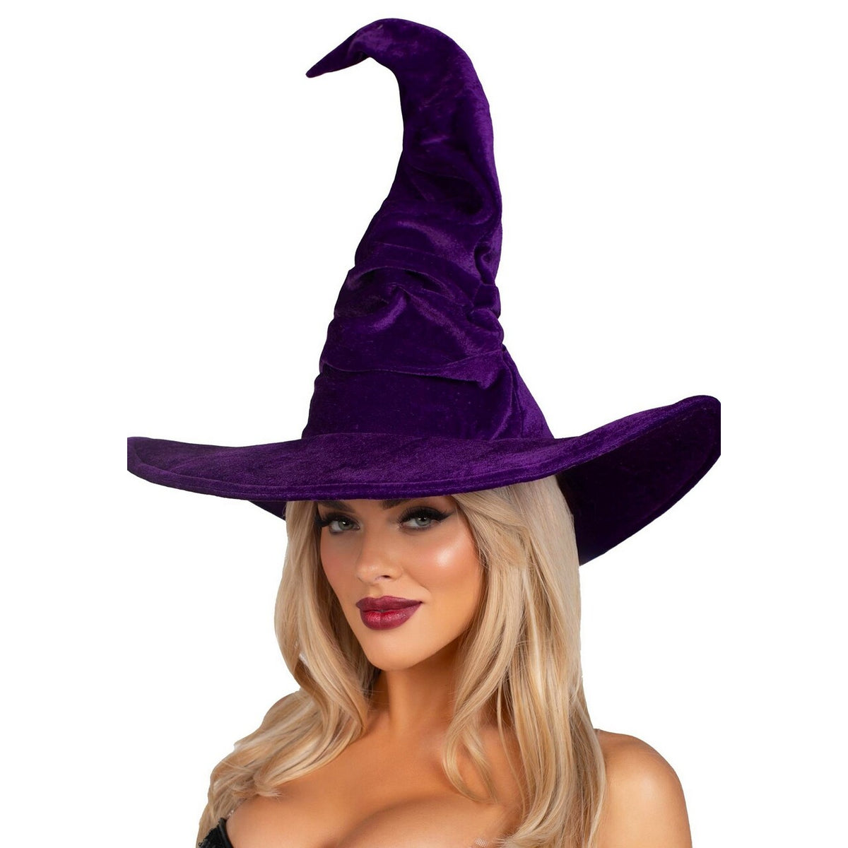 Op deze afbeelding zie je een Accessoires, van het merk Leg Avenue. Paarse Heksenhoed Purple Velvet