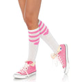 Chaussettes Hautes À Cœurs Et Rayures Blanches
