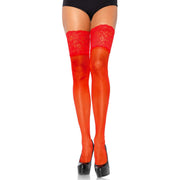 Op deze afbeelding zie je een Accessoires, van het merk Leg Avenue. Fijn Kanten Boord Stay Ups Fenna Rood
