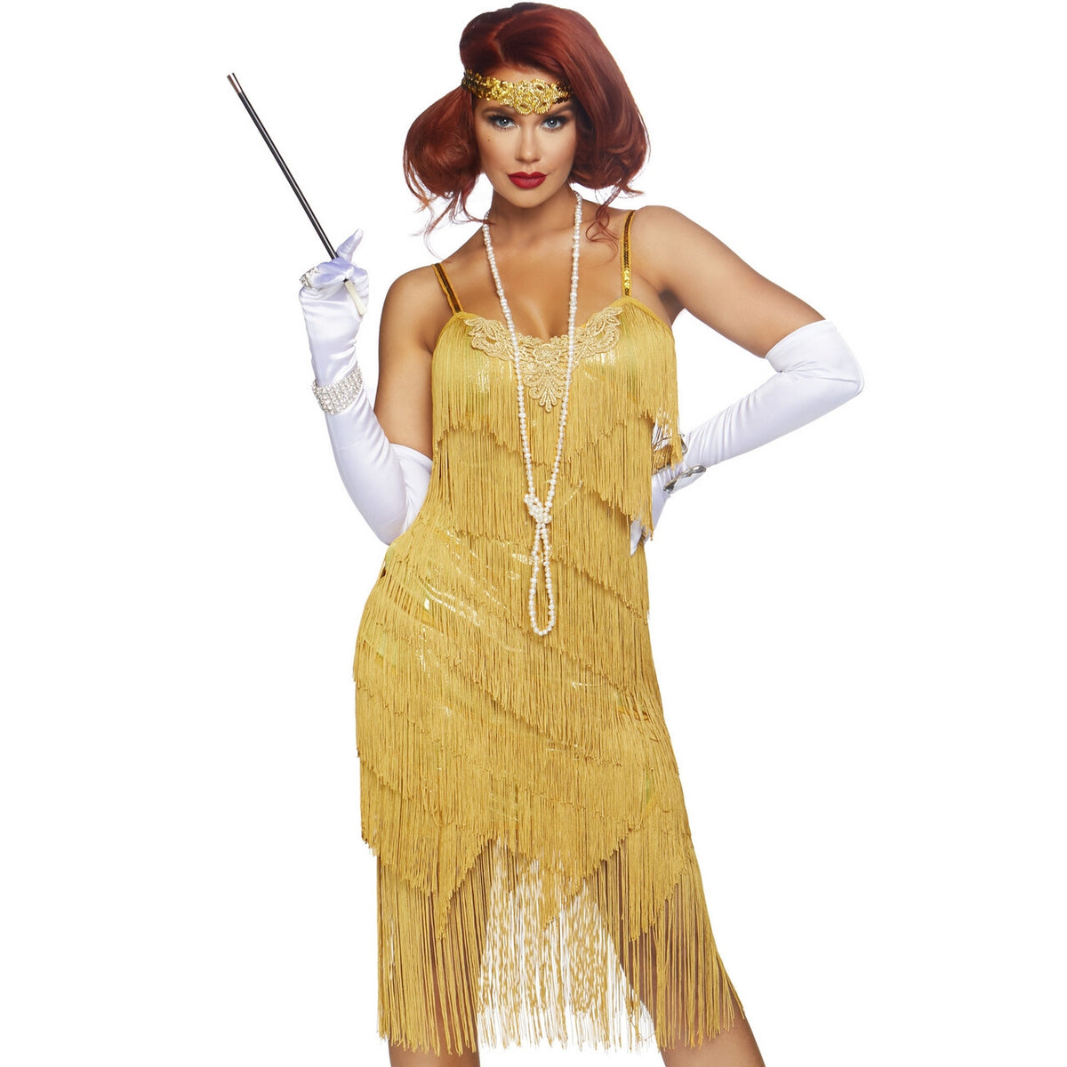 Op deze afbeelding zie je een Kostuums, van het merk Leg Avenue. Glenda Good As Gold Charleston Flapper Vrouw Kostuum