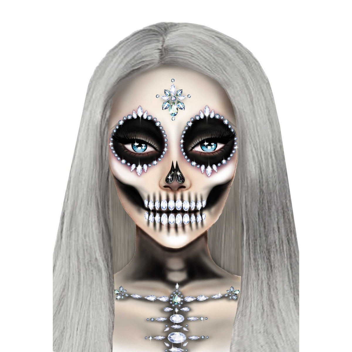Op deze afbeelding zie je een Accessoires, van het merk Leg Avenue. Skeleton Face And Chest Jewels