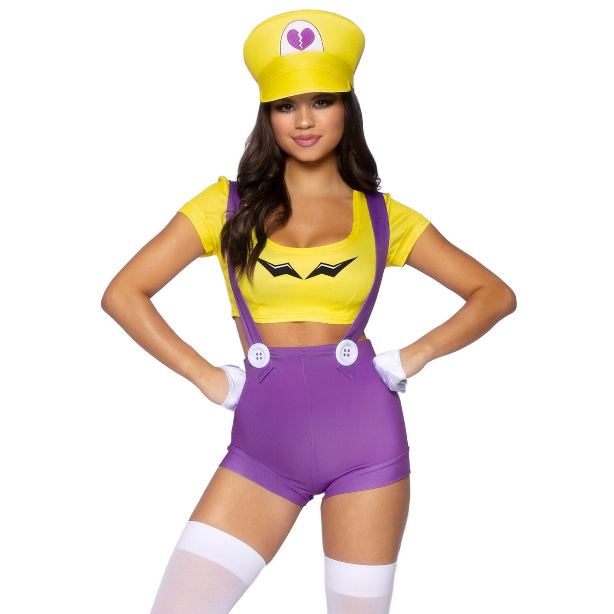 Op deze afbeelding zie je een Kostuums, van het merk Leg Avenue. Gamer Hartenbreekster Super Wario Vrouw Kostuum