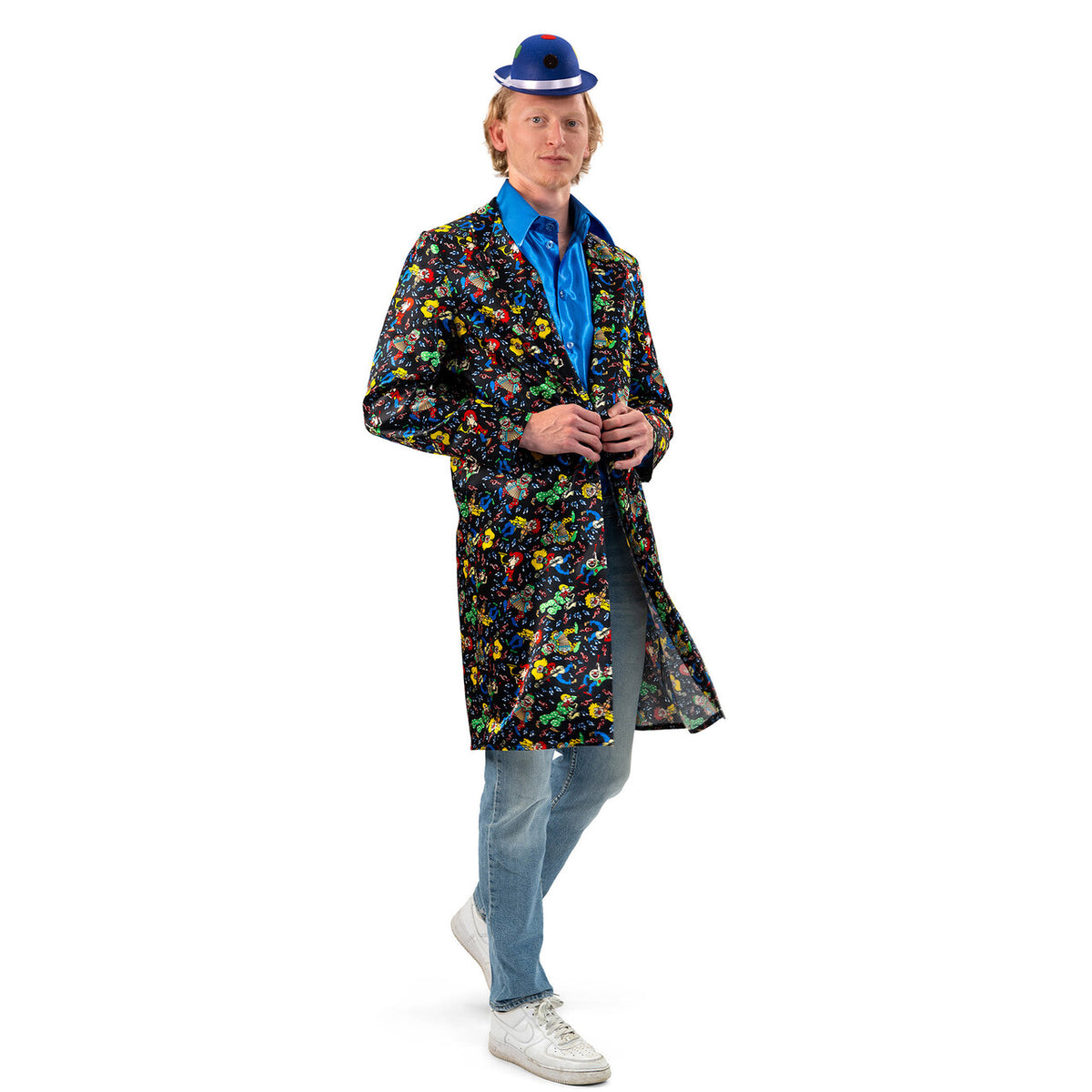 Op deze afbeelding zie je een Kostuums, van het merk Magic By Freddy's. Zwarte Vrolijke Clownsjas Man