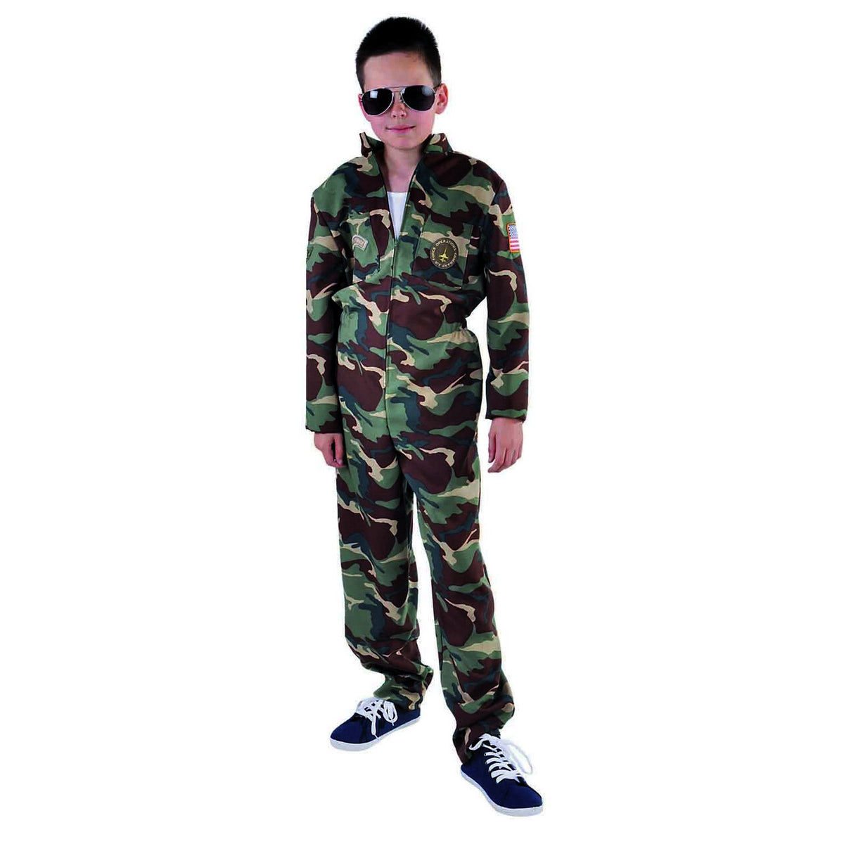 Op deze afbeelding zie je een Kostuums, van het merk Magic By Freddy's. Luchtmacht Amerika Straaljager Piloot Kind Kostuum
