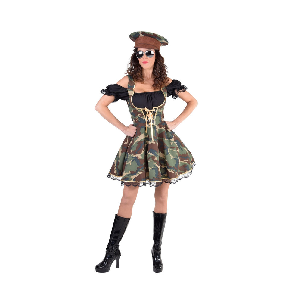Op deze afbeelding zie je een Kostuums, van het merk Magic By Freddy's. Camouflage Amazone Leger Dirndl Dameskostuum Vrouw Kostuum