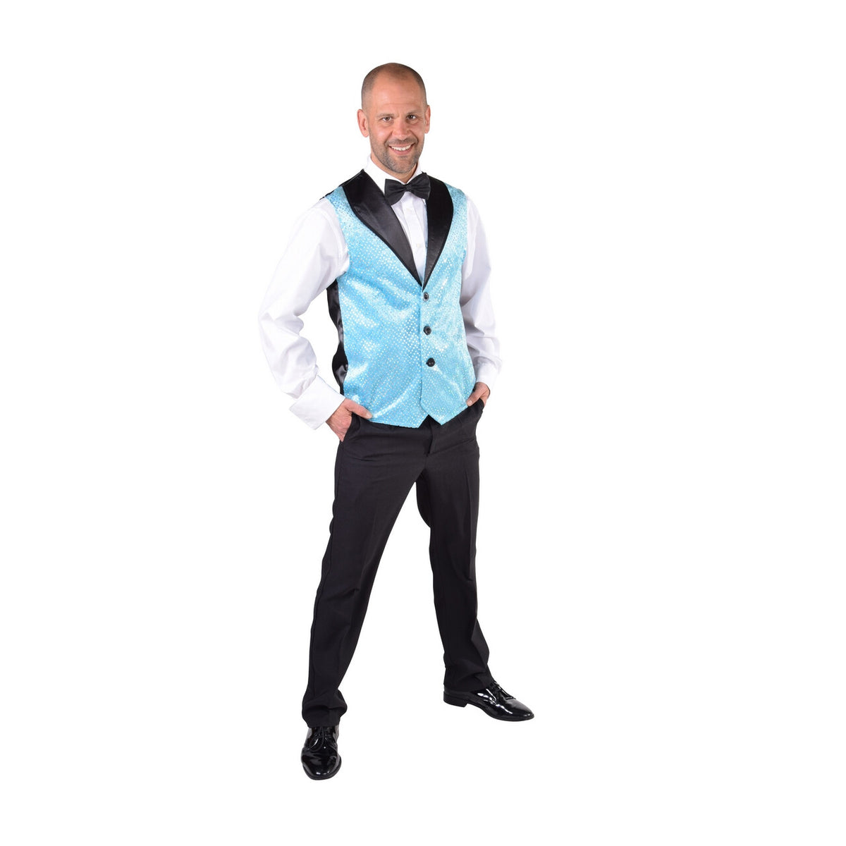 Op deze afbeelding zie je een Kostuums, van het merk Magic By Freddy's. Lichtblauw Show Vest Pailletten Man