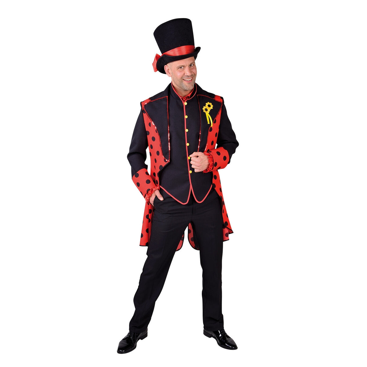 Op deze afbeelding zie je een Kostuums, van het merk Magic By Freddy's. Lieveheersbeestje Rood Zwarte Kever Slipjas En Vest Man