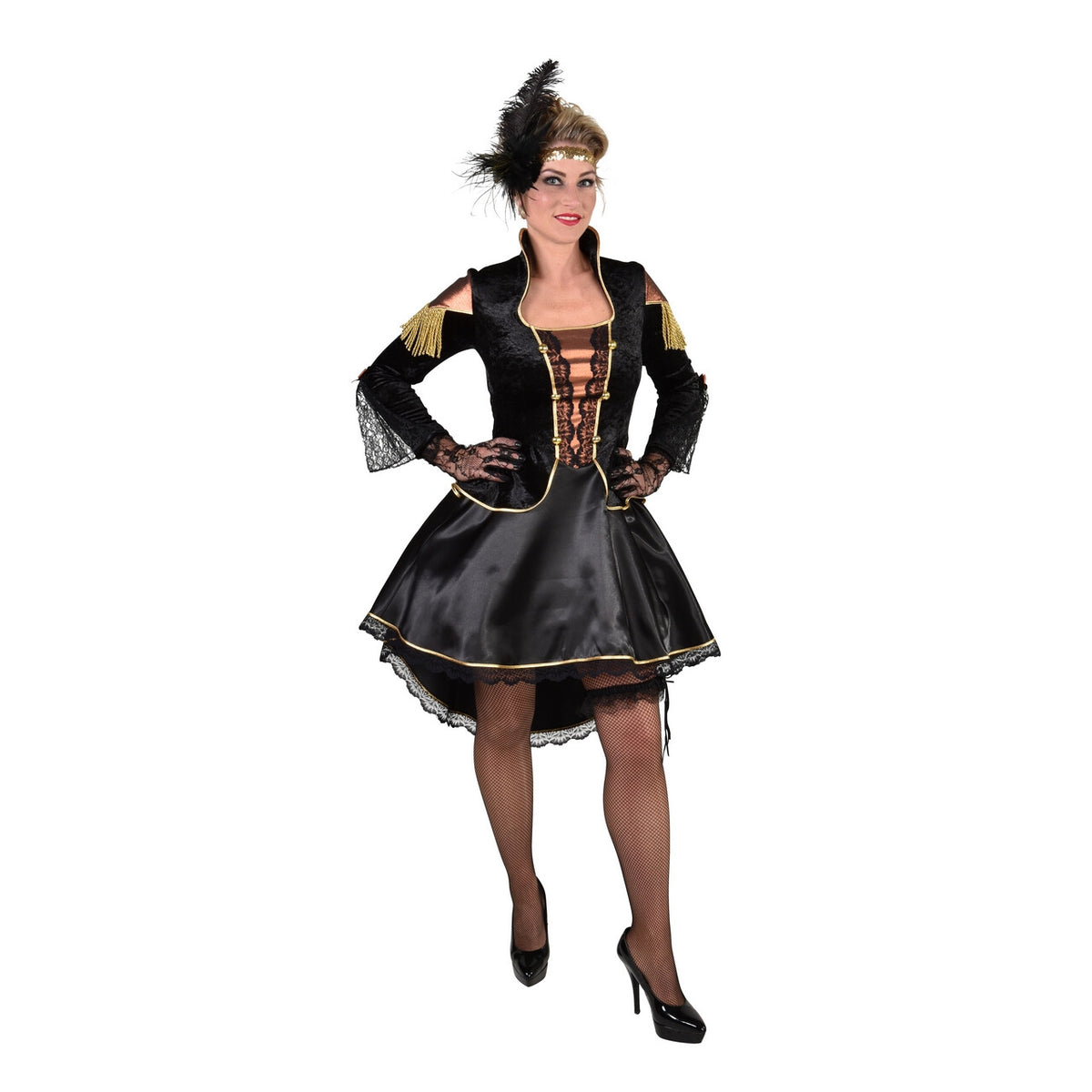 Op deze afbeelding zie je een Kostuums, van het merk Magic By Freddy's. Moulin Rouge Steampunk Showgirl Vrouw Kostuum