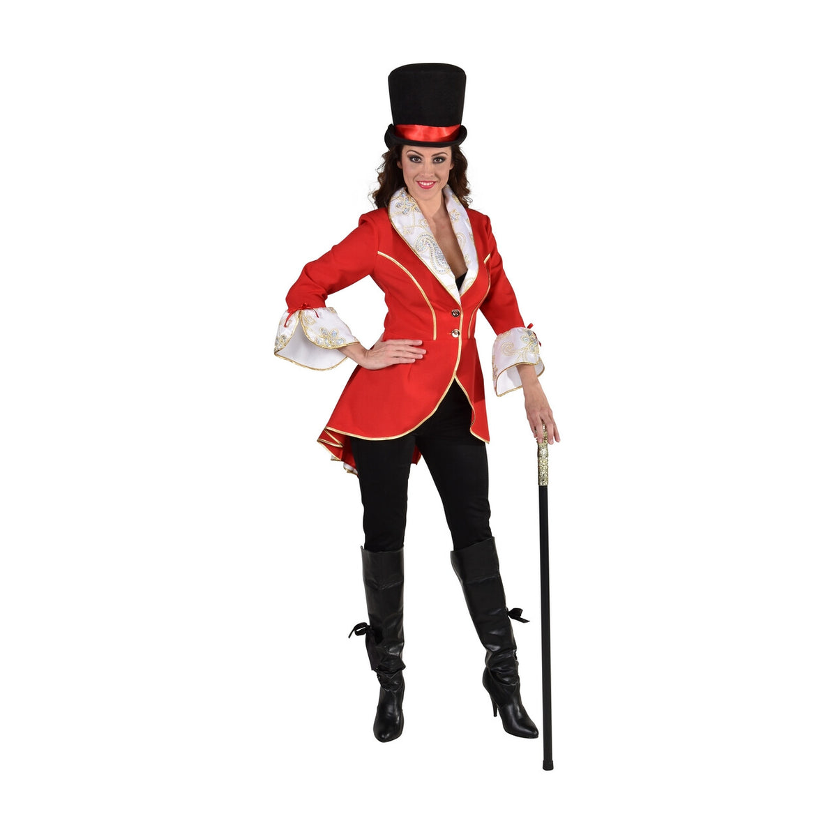 Op deze afbeelding zie je een Kostuums, van het merk Magic By Freddy's. Ruches Slipjas Rood Met Pailletten Vrouw