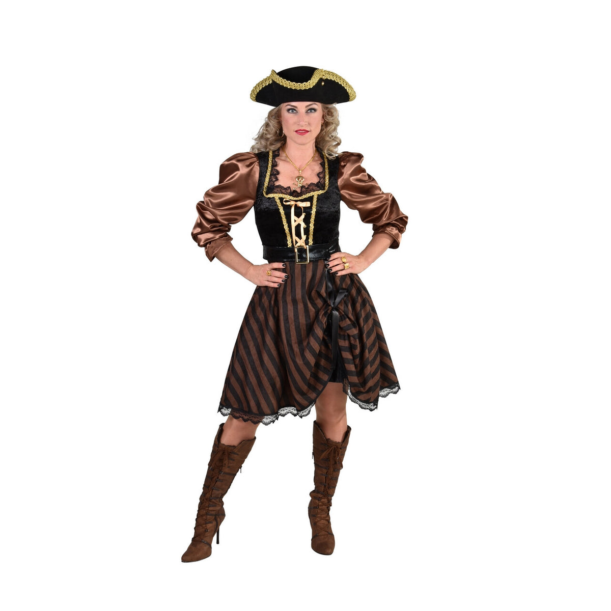 Op deze afbeelding zie je een Kostuums, van het merk Magic By Freddy's. Piraat Erna Enterhaak Zeerover Vrouw Kostuum