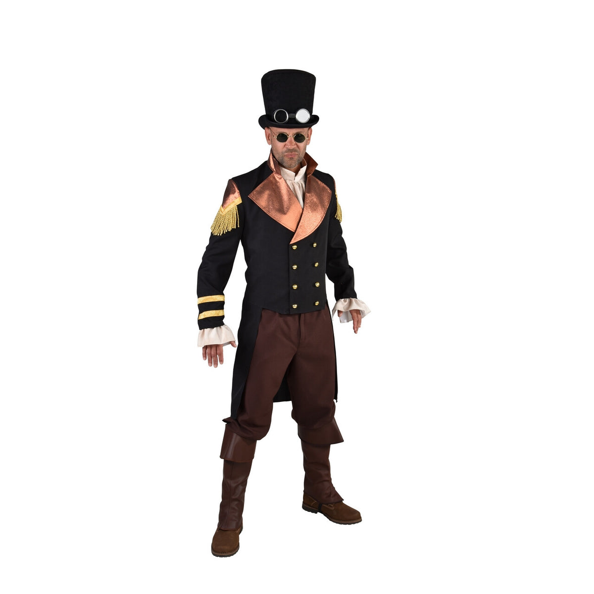 Op deze afbeelding zie je een Kostuums, van het merk Magic By Freddy's. Steampunk Jas Glimmend Bronzen Kraag Man