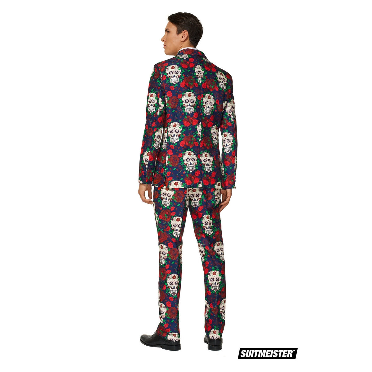 Op deze afbeelding zie je een Kostuums, van het merk Suitmeister. Day Of The Dead Schedels En Rozen Man Kostuum