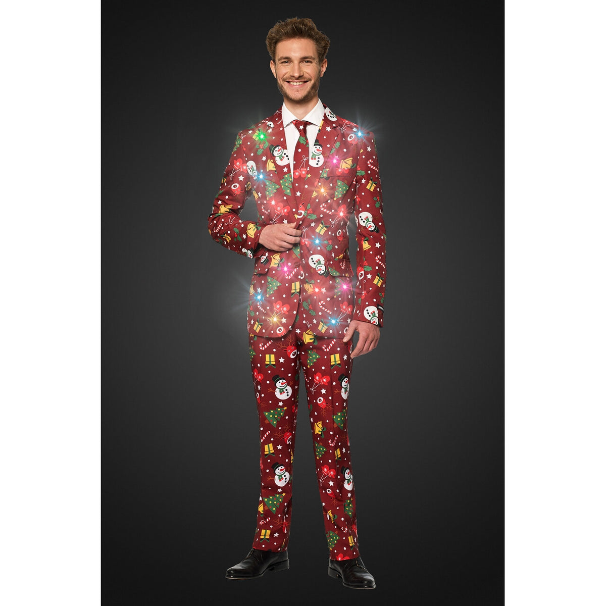 Op deze afbeelding zie je een Kostuums, van het merk Suitmeister. Rood Fonkelend Kerstmis Symbolen Man Kostuum