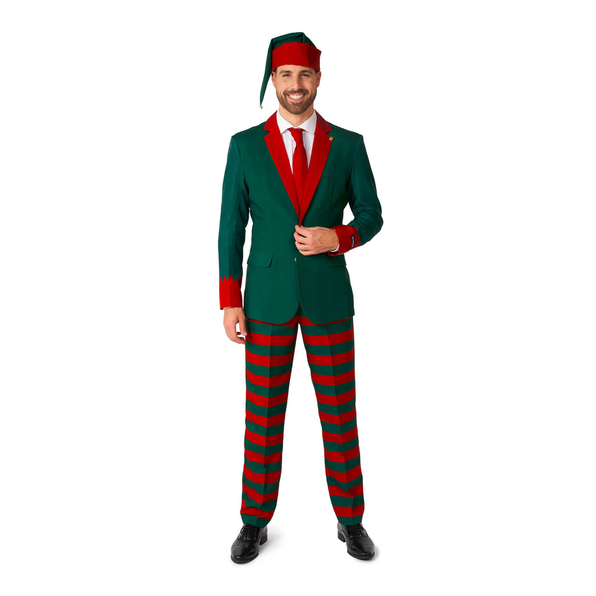 Op deze afbeelding zie je een Kostuums, van het merk Suitmeister. Zeer Nette Kerst Elf Man Kostuum