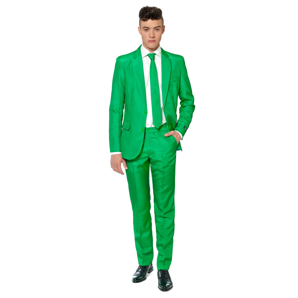 Op deze afbeelding zie je een Kostuums, van het merk Suitmeister. Gras Solid Green Suitmeister Man Kostuum