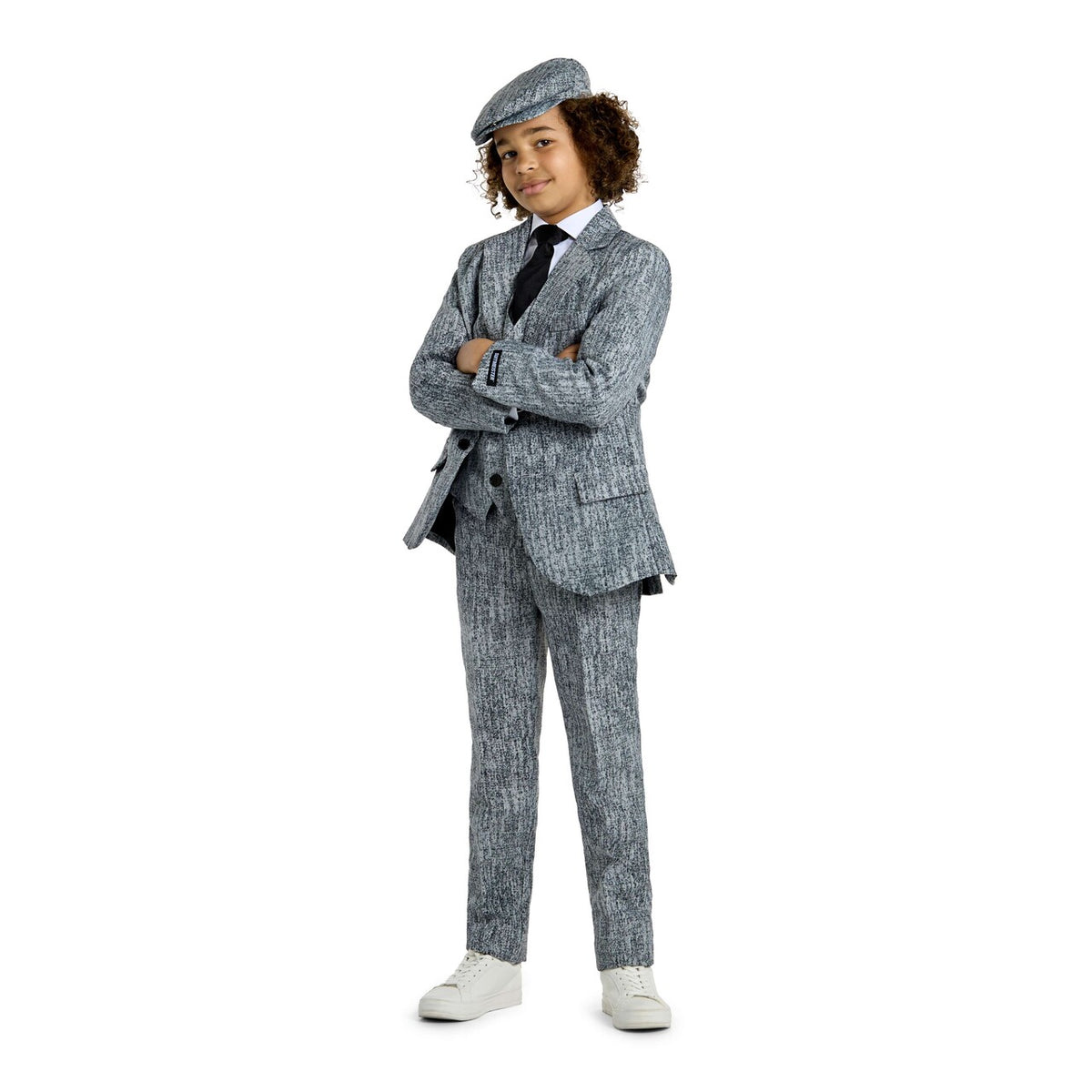 Op deze afbeelding zie je een Kostuums, van het merk Suitmeister. Boys 20s Gangster Grey Jongen