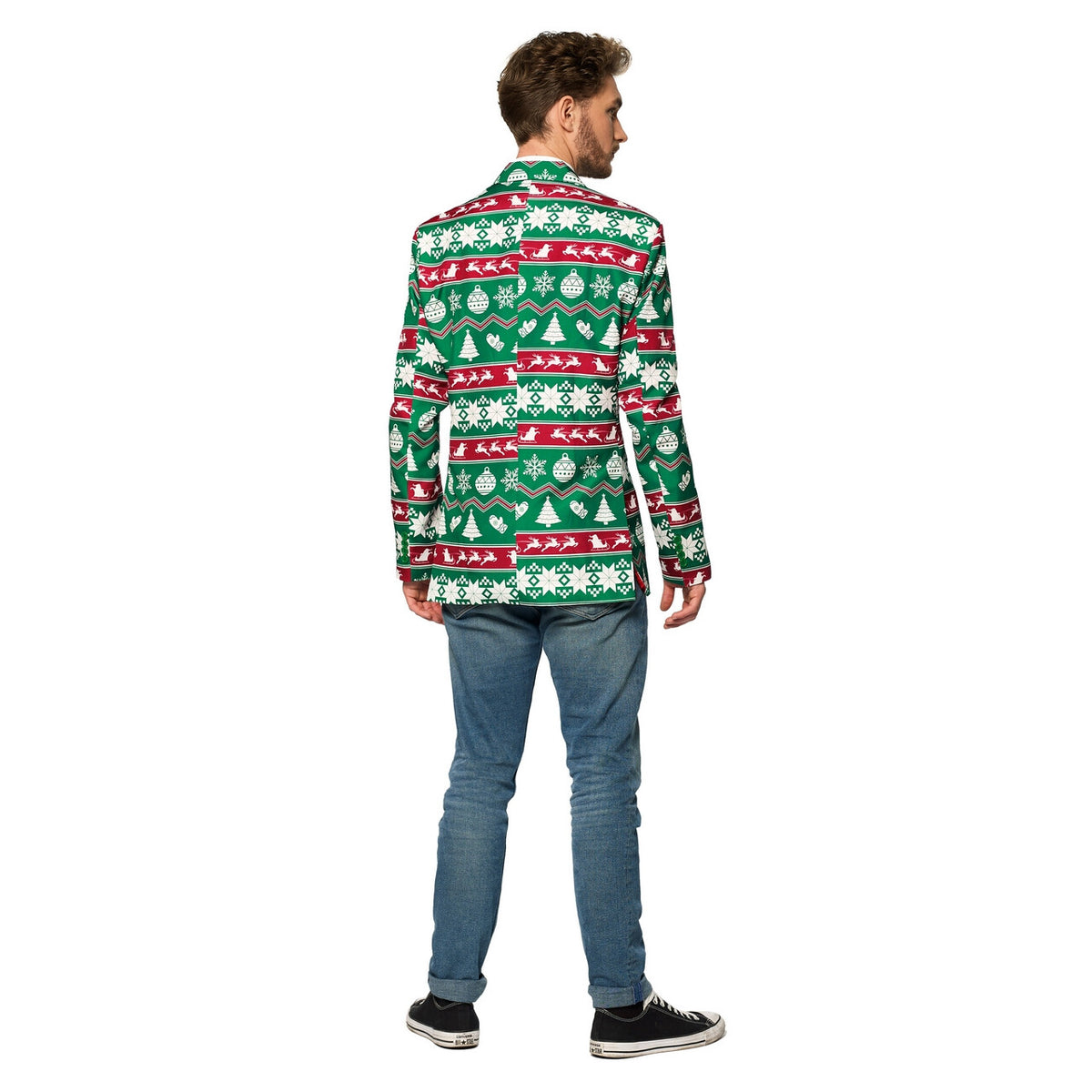 Op deze afbeelding zie je een Kostuums, van het merk Suitmeister. Christmas Green Nordic Colbert Man