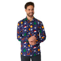 Chemise Bleu Motifs De Noël Homme