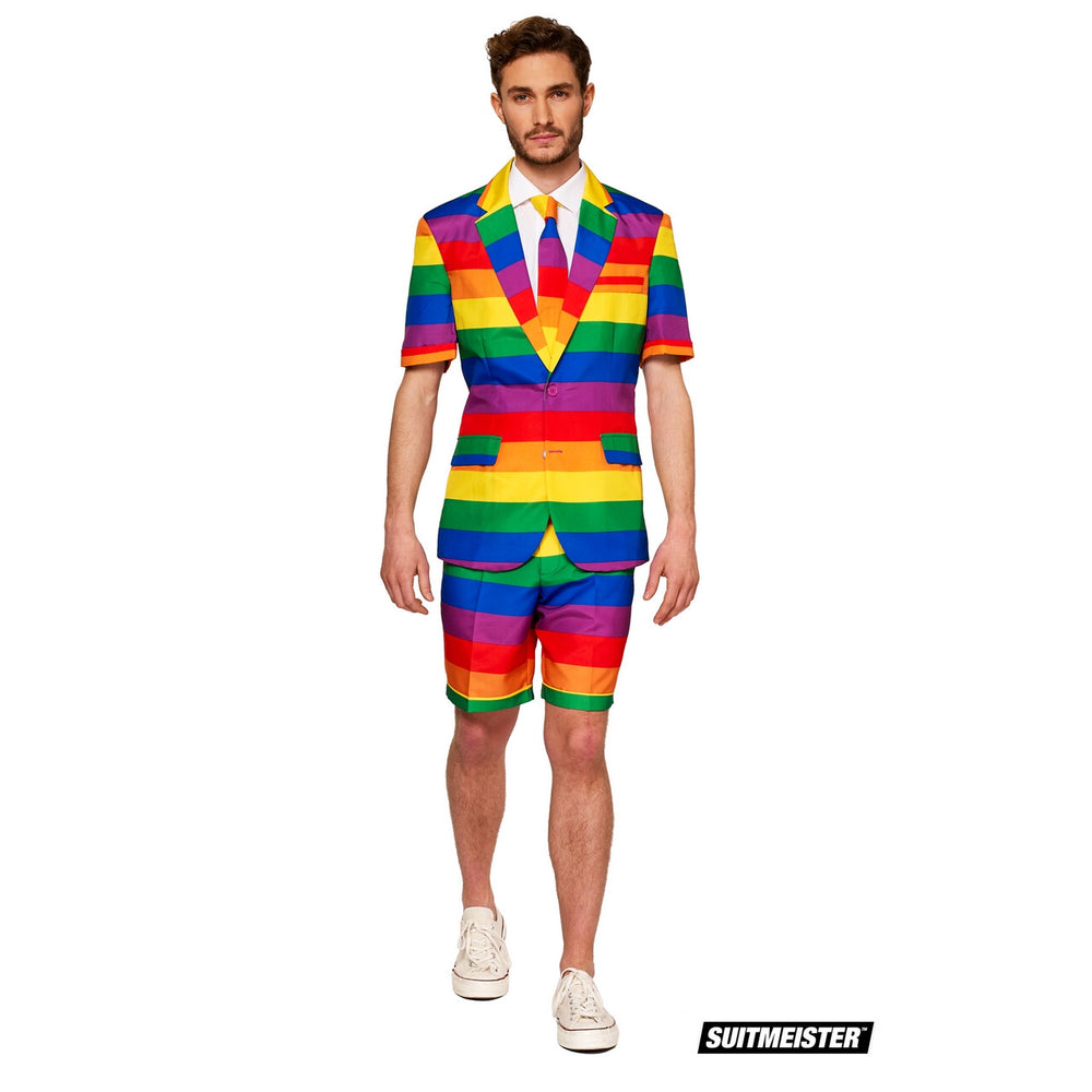 Op deze afbeelding zie je een Kostuums, van het merk Suitmeister. Uitgesproken Kleurrijk Regenboog Zomer Man Kostuum
