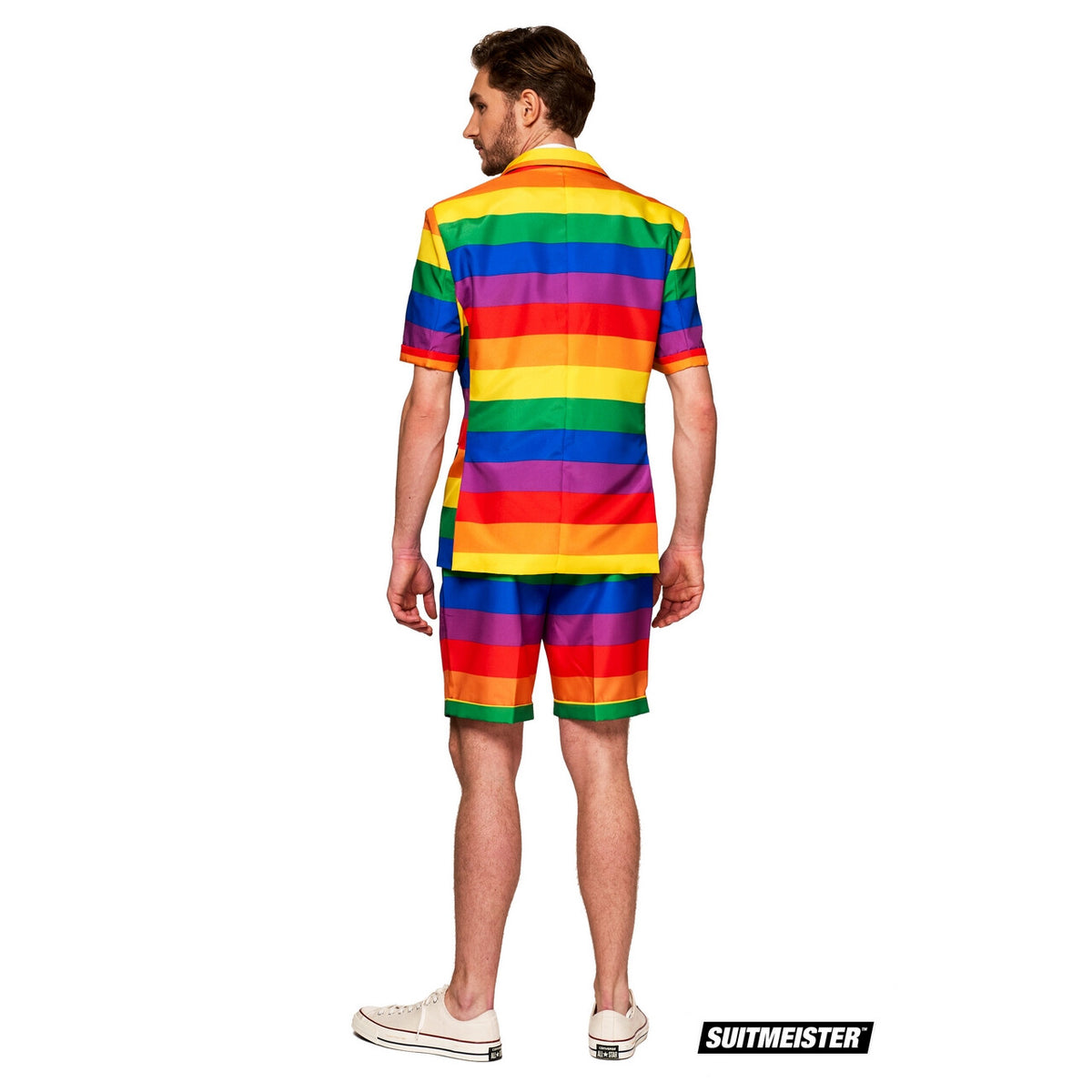 Op deze afbeelding zie je een Kostuums, van het merk Suitmeister. Uitgesproken Kleurrijk Regenboog Zomer Man Kostuum