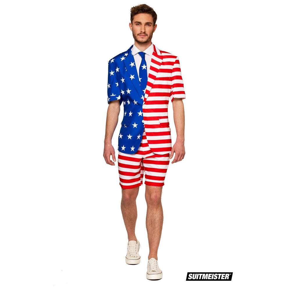 Op deze afbeelding zie je een Kostuums, van het merk Suitmeister. America First Vlag Verenigde Staten USA Zomer Man Kostuum