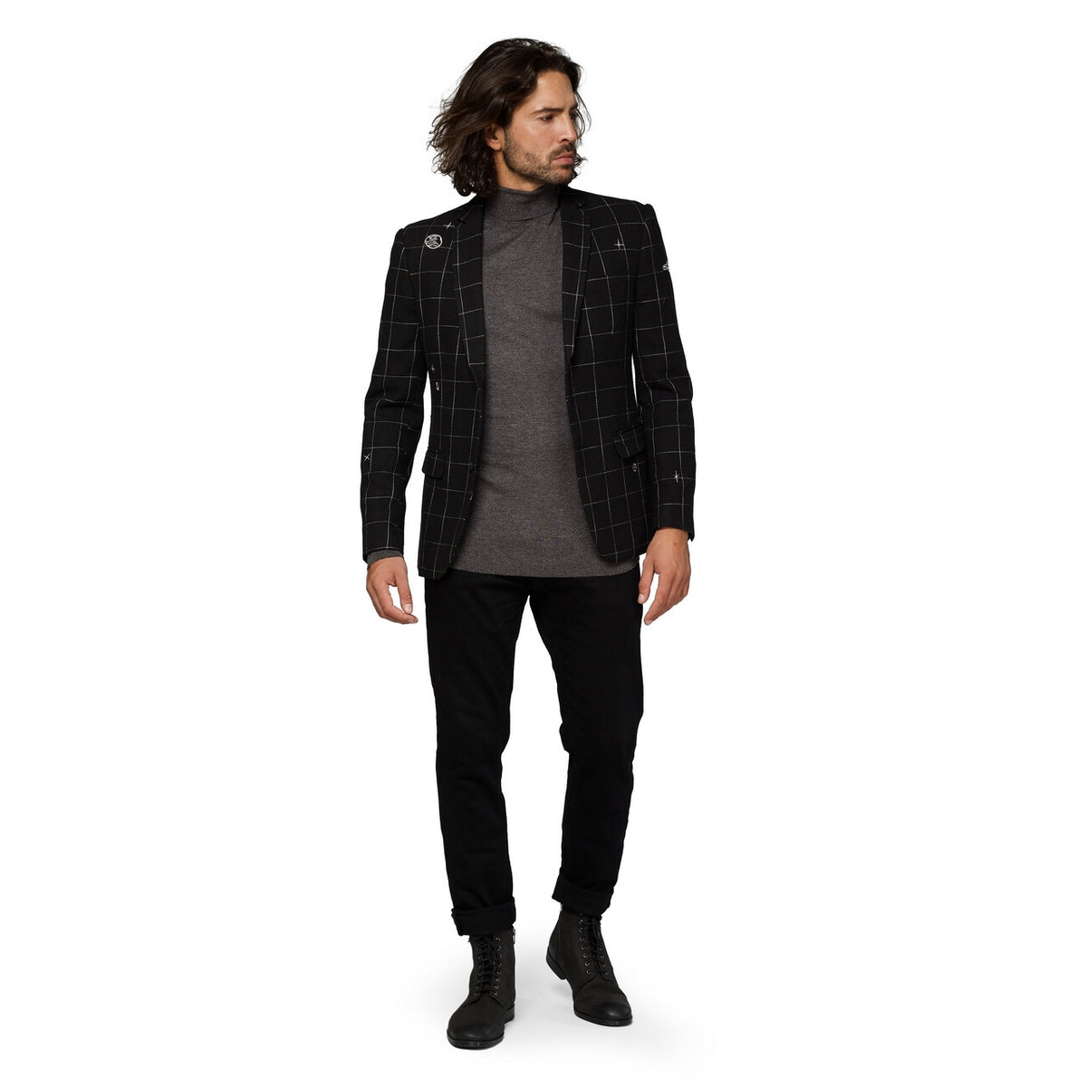 Op deze afbeelding zie je een Kostuums, van het merk Opposuits. Galaxy Map Zwart Jas Man