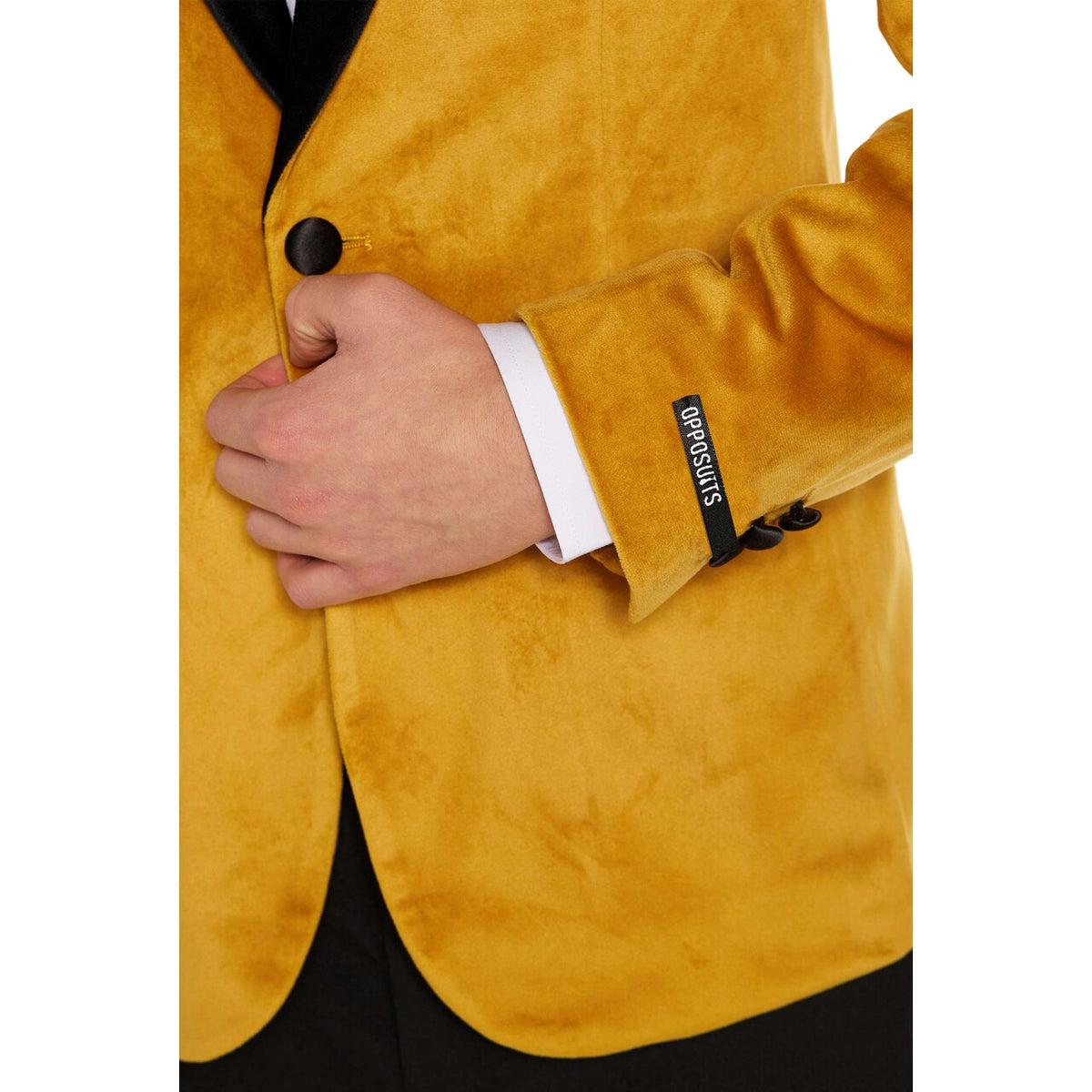 Op deze afbeelding zie je een Kostuums, van het merk Opposuits. Teen Boys Dinner Jacket - Gold Jongen Kostuum
