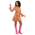 Robe Orange Années 70 Hippie Soul Disco Fleurs Pretty Paisley Costume