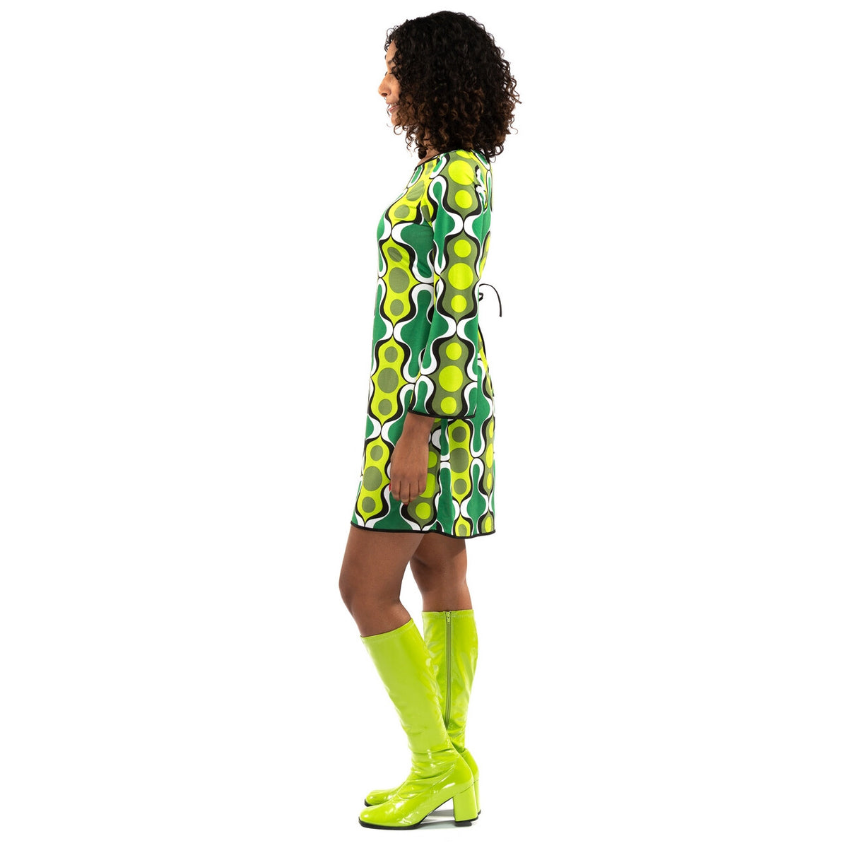 Op deze afbeelding zie je een Kostuums, van het merk Original Replicas. Jaren 70 Hippie Soul Disco 60s Ga Voor Groen Jurk Vrouw