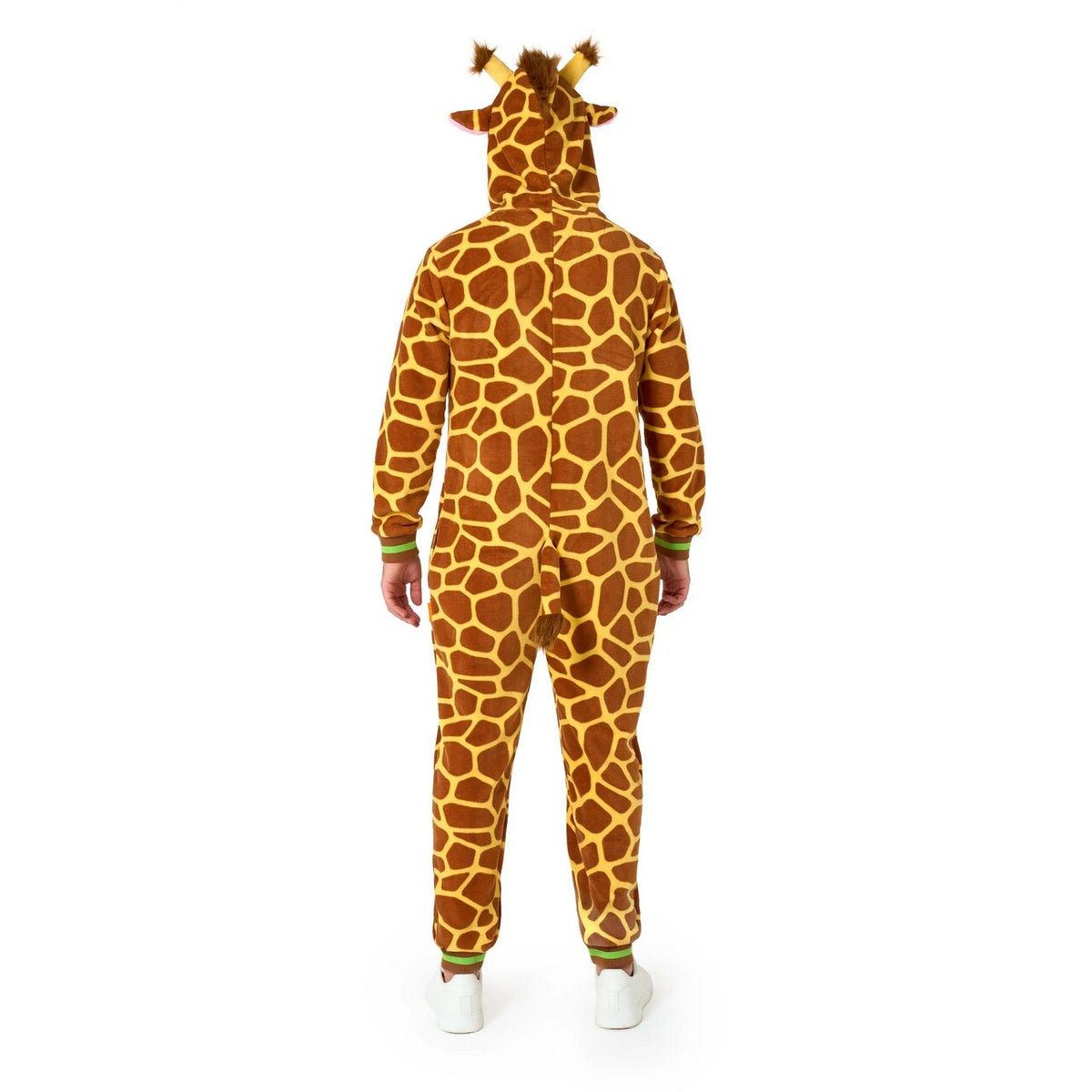 Op deze afbeelding zie je een Kostuums, van het merk Opposuits. Geer De Giraffe Onesie Man Kostuum