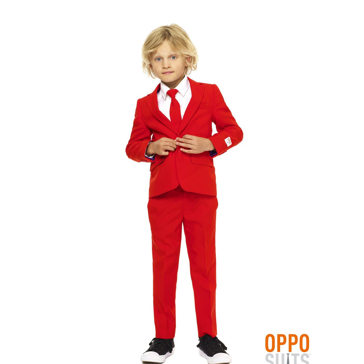 Op deze afbeelding zie je een Kostuums, van het merk Opposuits. Intense Red Devil Opposuit Jongen Kostuum