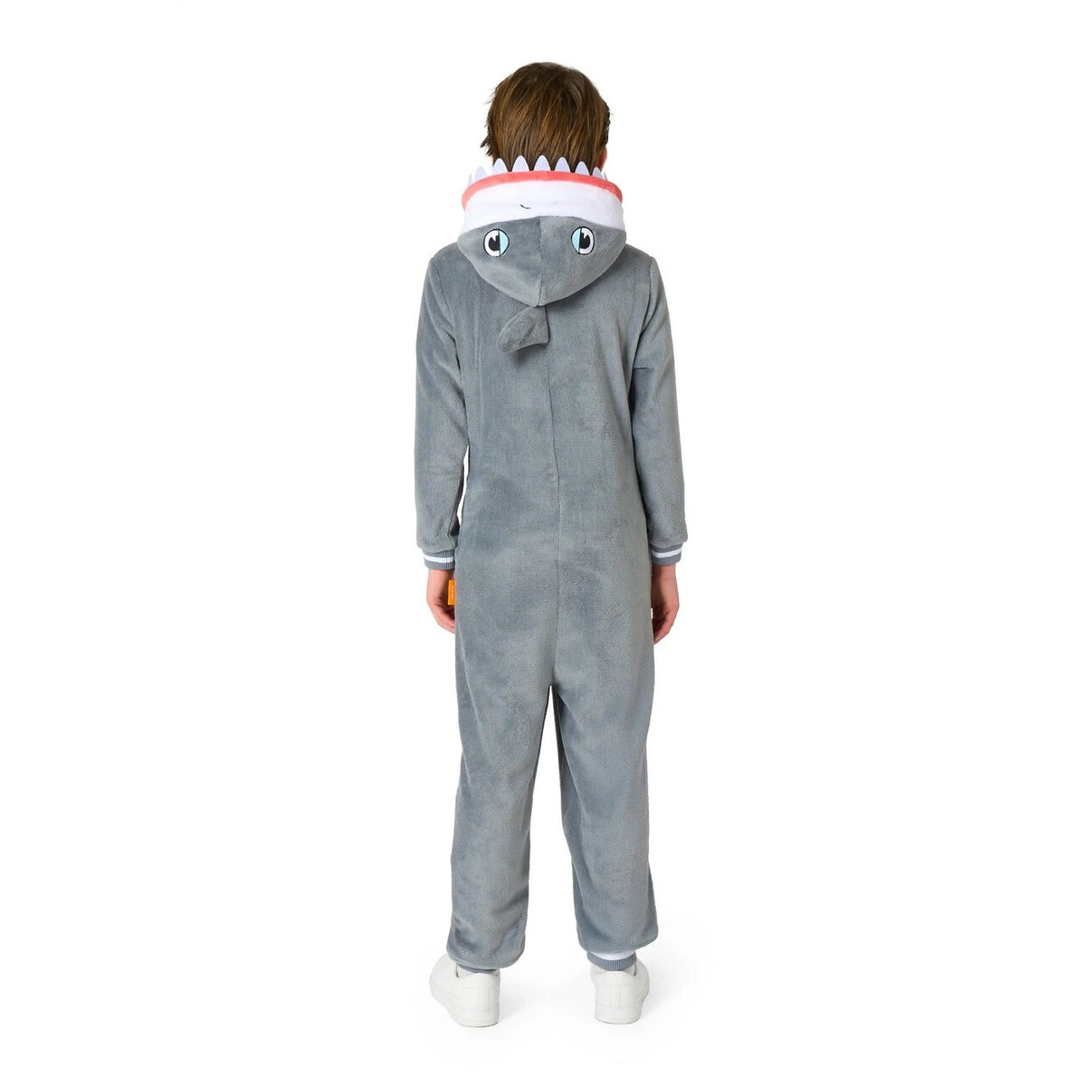 Op deze afbeelding zie je een Kostuums, van het merk Opposuits. Little Shark Attack Onesie Kind Kostuum