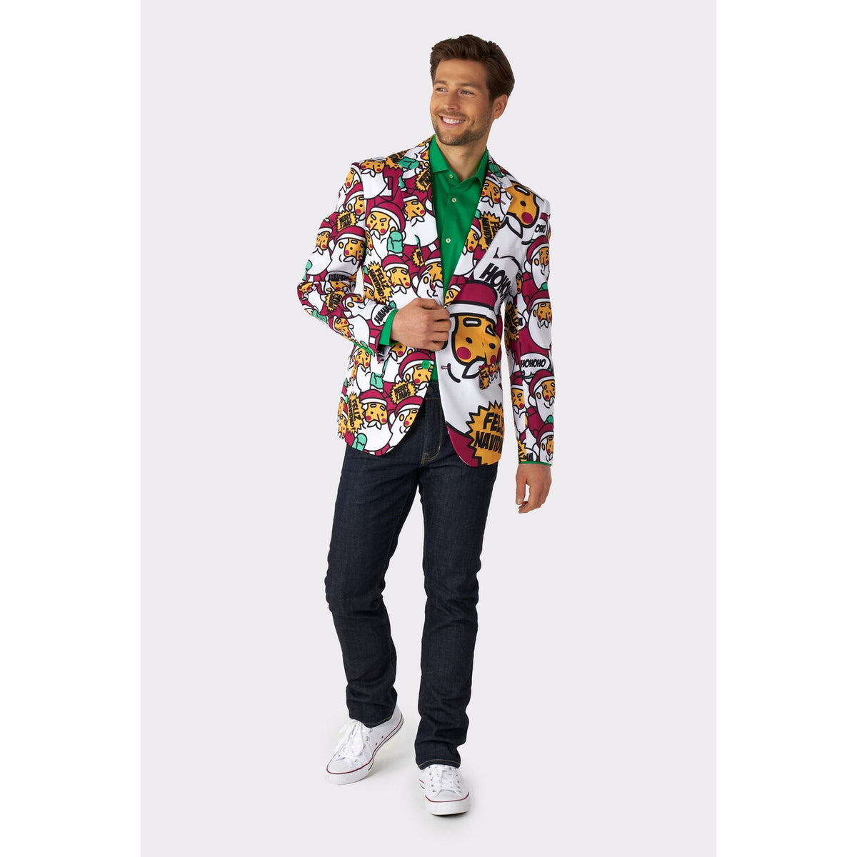 Op deze afbeelding zie je een Kostuums, van het merk Opposuits. Cool Claus Cartoon Colbert Man