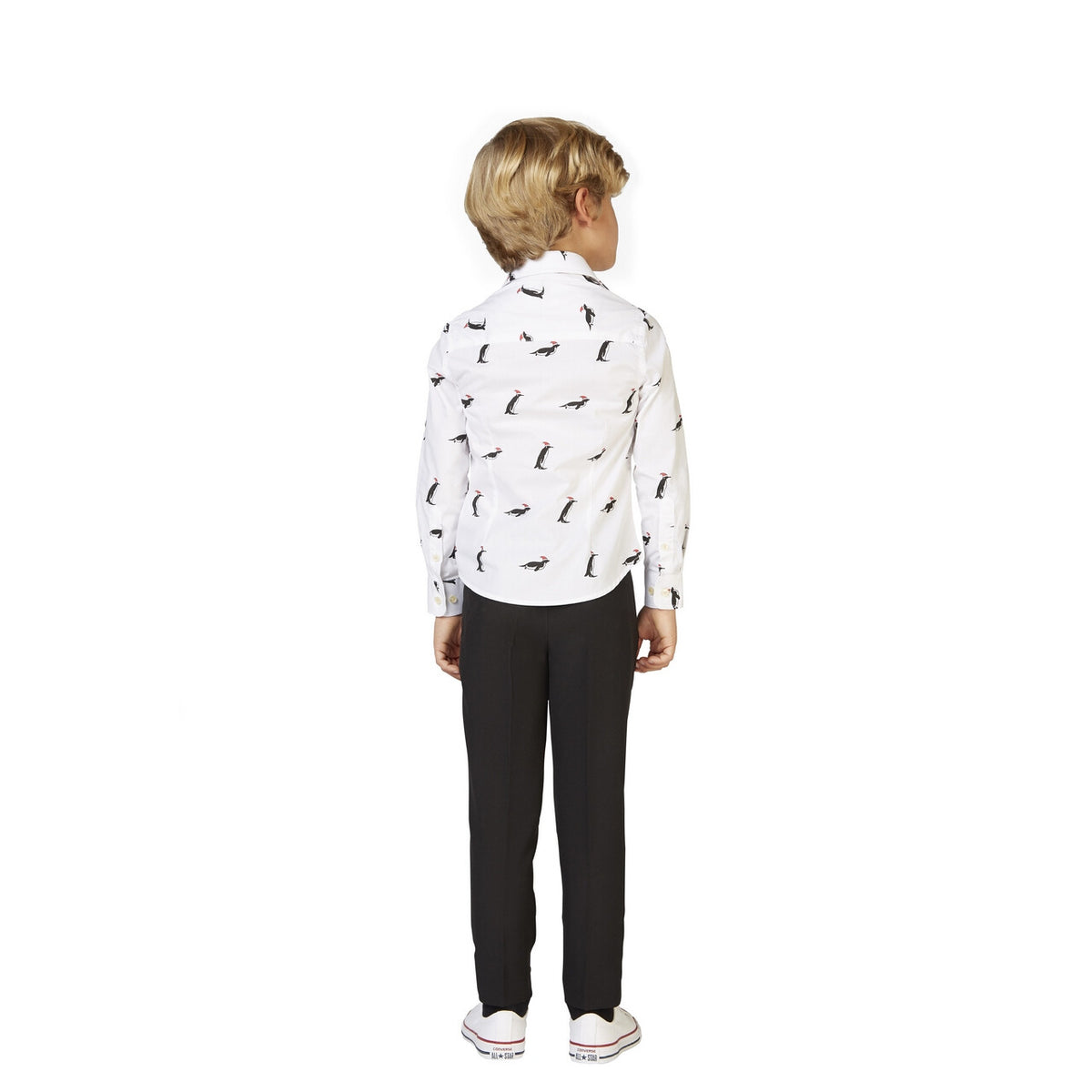 Op deze afbeelding zie je een Kostuums, van het merk Opposuits. Witte Snowy Christmas Penguins Blouse Jongen