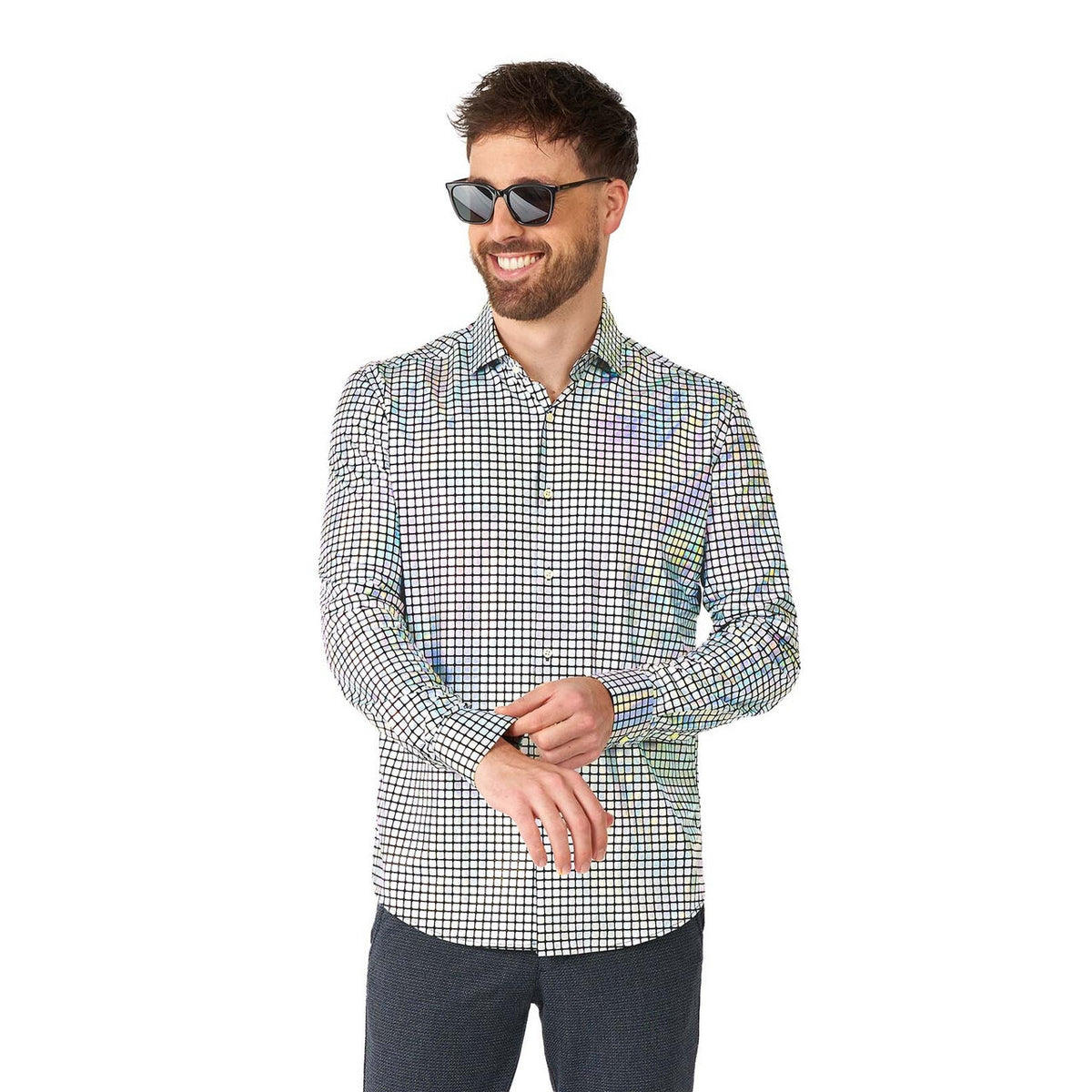 Op deze afbeelding zie je een Kostuums, van het merk Opposuits. Geruite Discoballer Overhemd Man