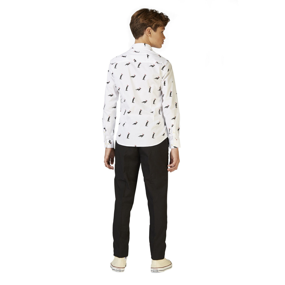 Op deze afbeelding zie je een Kostuums, van het merk Opposuits. Witte Emperor Christmas Penguins Blouse Jongen