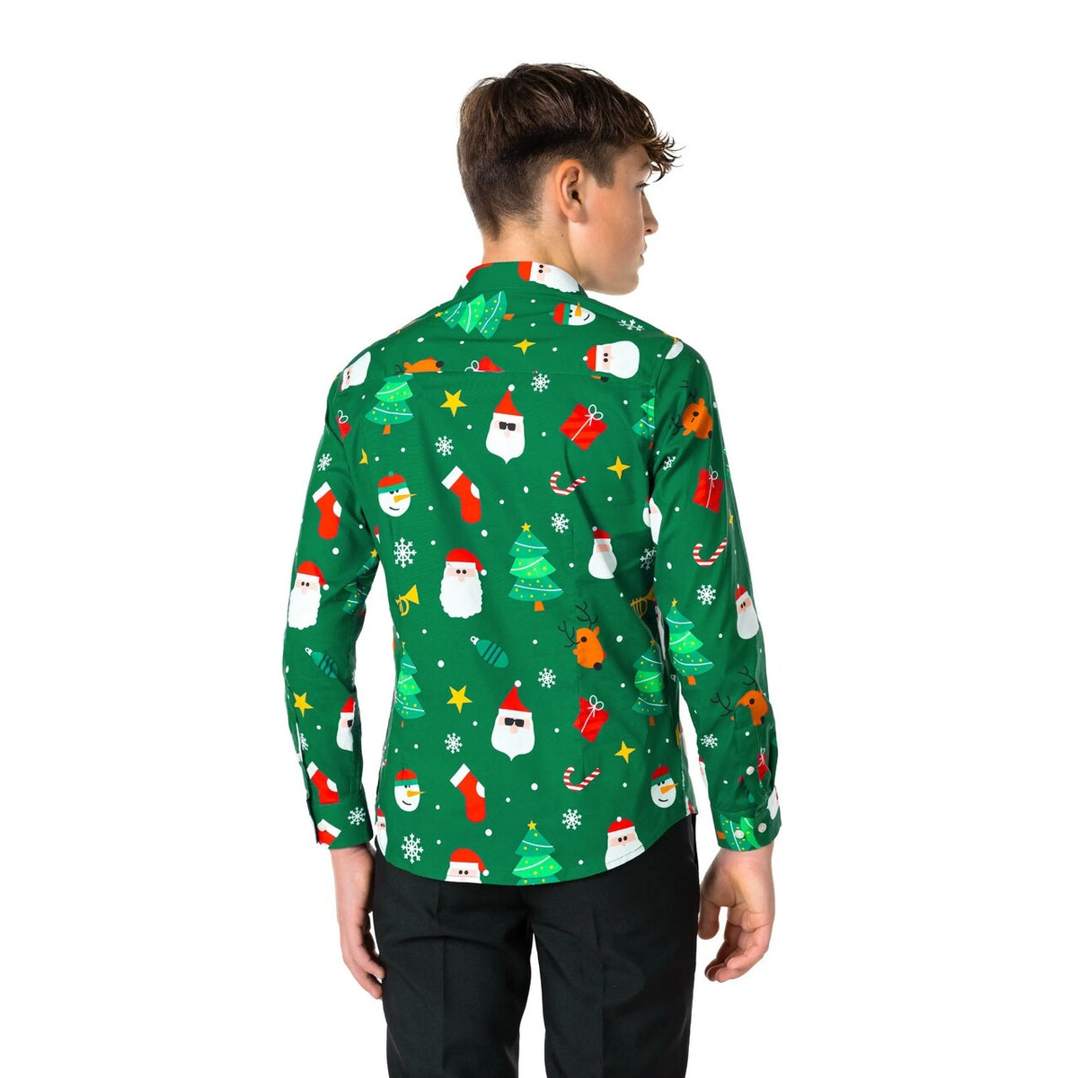 Op deze afbeelding zie je een Kostuums, van het merk Opposuits. Xtime Time Festivity Green Overhemd Jongen Kostuum