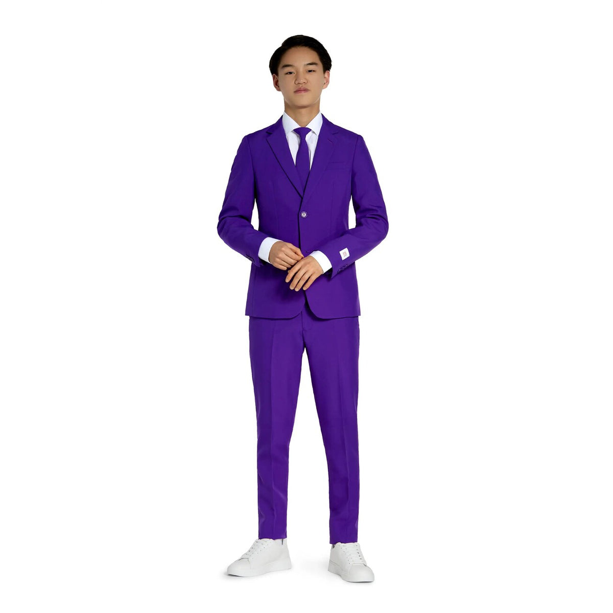 Op deze afbeelding zie je een Kostuums, van het merk Opposuits. Purple Prince Jongen Kostuum